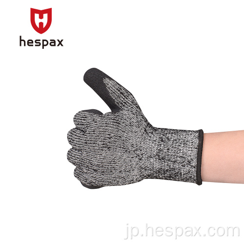 Hespax安全性アンチカットワークグローブニトリルメカニッ​​ク産業